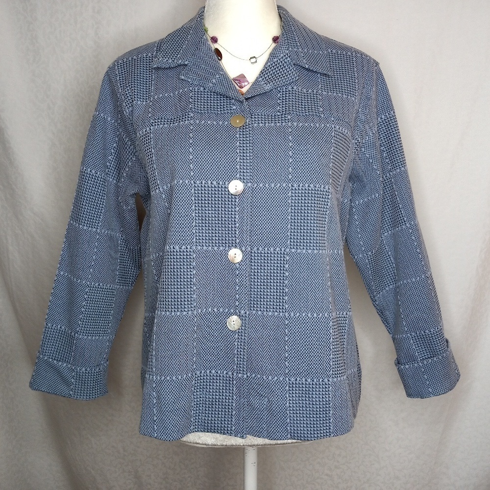 COLDWATER CREEK Blue Patchwork Blazer Sz PM
